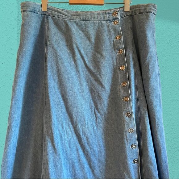 Vintage Chaus midi denim skirt button down - Picture 3 of 8